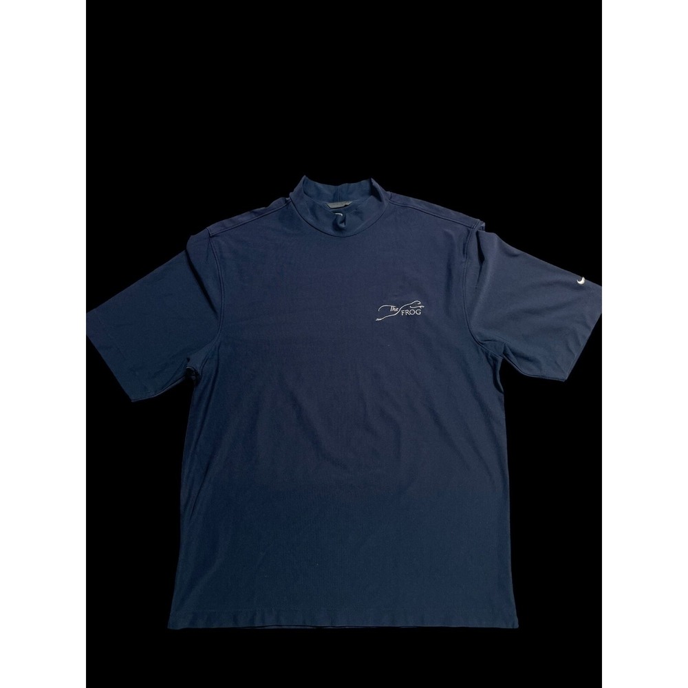 NIKE GOLF Men's Medium Navy Blue Turtle Neck Shirt With  The Frog Logo
